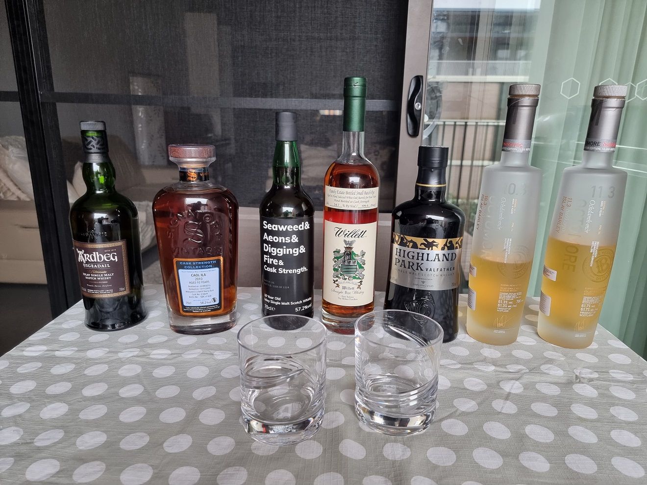 Dinesh's visit whisky lineup.jpg